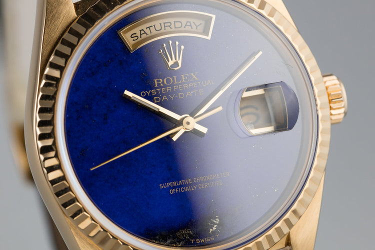 1991 Rolex 18K Day-Date 18238 Lapis Dial with Papers