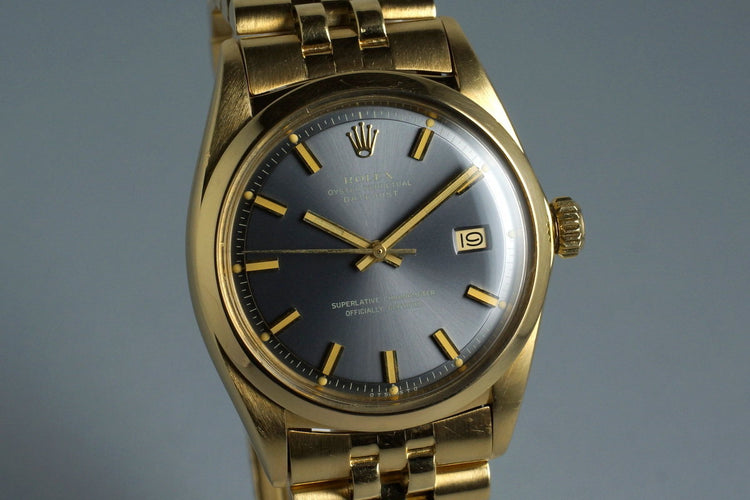 1972 Rolex YG DateJust 1600 Blue ‘Wide Boy’ Sigma Dial