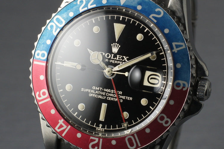 1961 Rolex GMT 1675 PCG with Glossy Gilt Chapter Exclamation Ring Dial