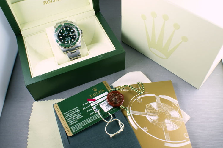 Ceramic Rolex GREEN Submariner 116610V Box and Papers Brand New