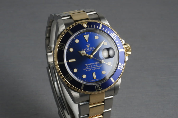 Rolex Submariner 18K/SS Blue Dial 16613 with Box and Papers