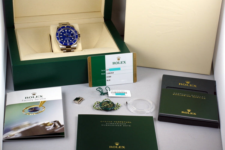 2016 Rolex WG Blue Submariner 116619 with Box and Papers