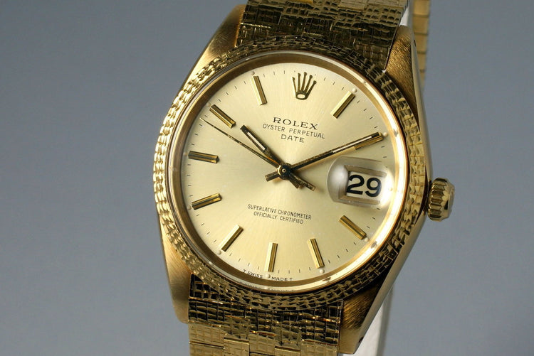 1966 Rolex 18K YG Date 1508 with Rare Brick Style Bracelet
