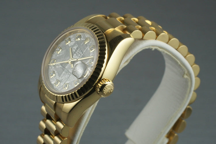 2003 Rolex Ladies DateJust 179178 w/ Meteorite Diamond Dial Box Papers