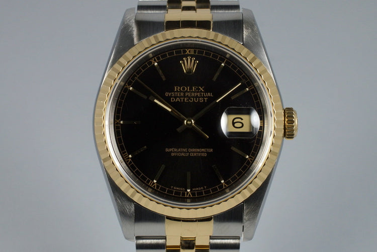 1991 Rolex Two Tone DateJust 16233 Glossy Black Dial