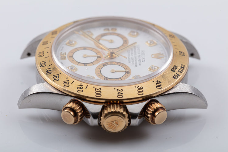 1996 Rolex Zenith 18K/ST 16523 White Diamond Dial Daytona