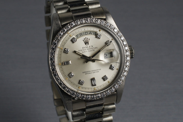 1978 Rolex White Gold Day Date 1803 with Diamond Dial and Bezel