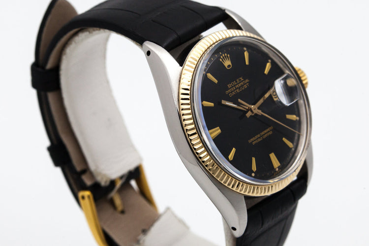 1961 Rolex Two Tone DateJust 1601 Glossy Gilt Black Dial