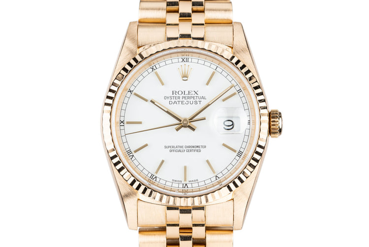 2001 Rolex 18K YG Rolex DateJust 16238 White Dial