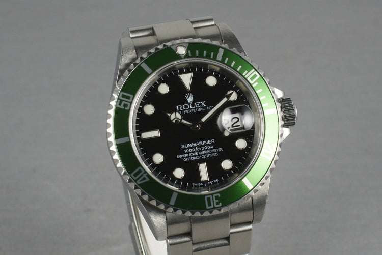 2004 Rolex Green Submariner 16610 LV Mark 1 dial and Mark 2 bezel