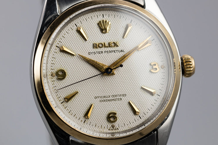 1956 Two Tone Rolex Oyster Perpetual 6564 with SWISS Only Waffle Dial