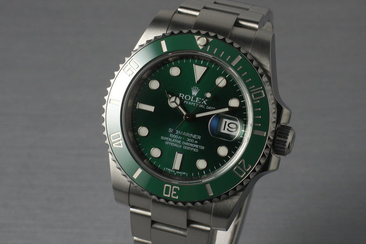 2013 Rolex Green Submariner 116610V with Box and Papers