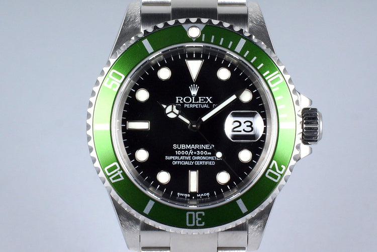 2003 Rolex Green Submariner 16610LV with Box and Papers ‘Y Serial Full Set’