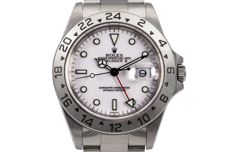 1999 Rolex Explorer II 16570 with uncommon SWISS only dial