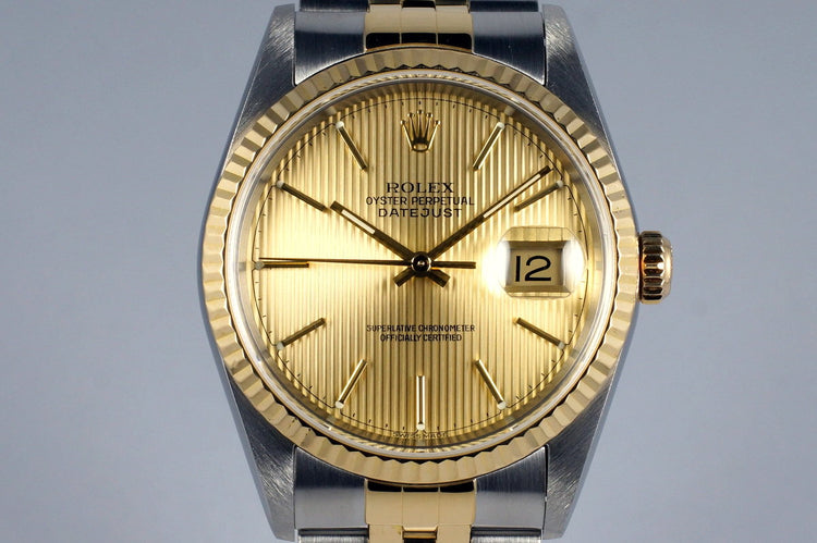 2001 Rolex Two Tone DateJust 16233 Tapestry Dial with Box and Papers