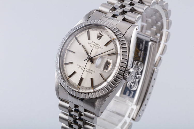 1976 Rolex Stainless Steel 1603 Datejust Silver Dial Creamy Lume Plots