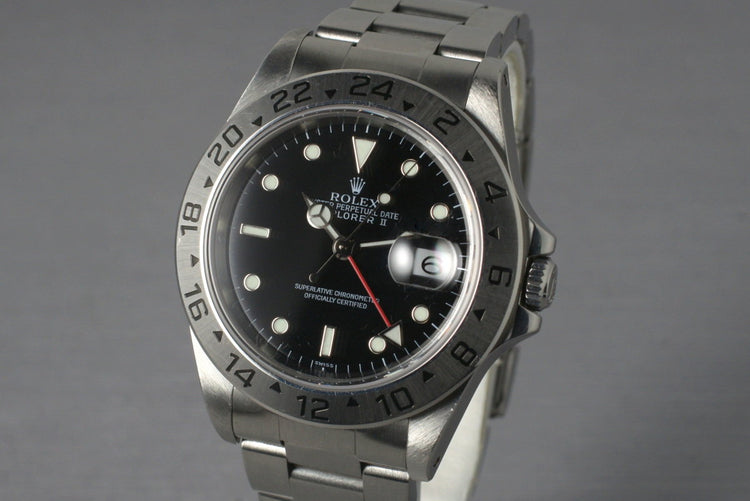 1999 Rolex Explorer II 16570 Black Dial with Box and Papers