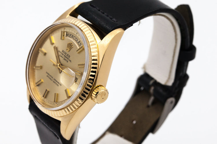 1969 Rolex YG Day-Date 1803 Wideboy Champagne Dial with Spanish Date Wheel