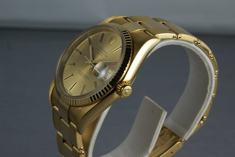 Rolex 18K Date Ref: 15238 on gold rivet bracelet