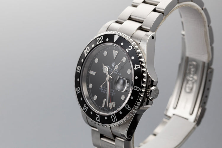 2000 Rolex GMT-Master II 16710 Black Bezel Insert with Box and Papers