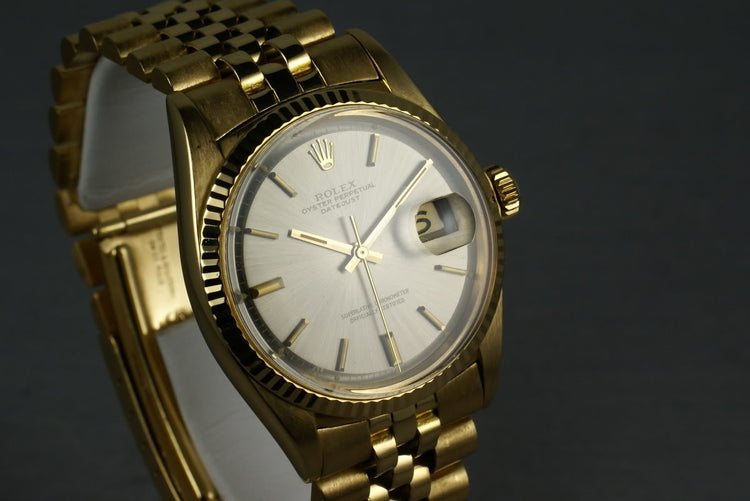 Rolex Datejust 1601 18K with slate gray dial and 18 bracelet