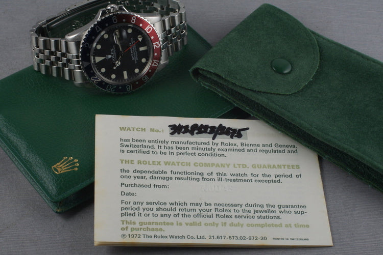 Rolex GMT 1675 with Guarantee Paper