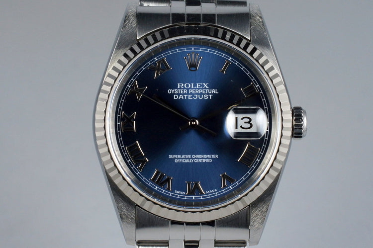 2000 Rolex DateJust 16234 with Blue Roman Dial