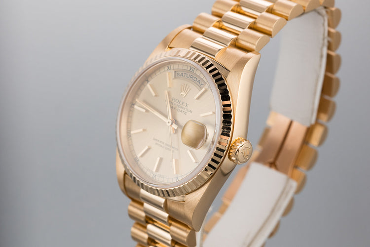 1995 Rolex 18K Day-Date 18238 with Service Papers