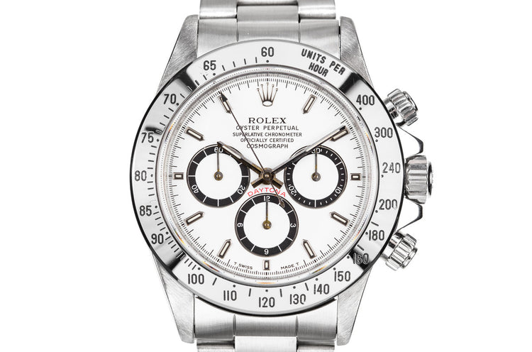 1990 Rolex Zenith Daytona 16520 White Dial with Pouch and Service Papers