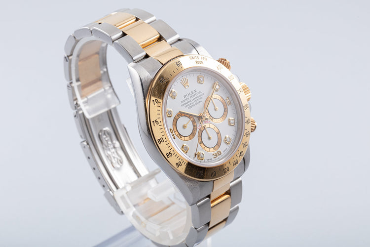 1996 Rolex Zenith 18K/ST 16523 White Diamond Dial Daytona