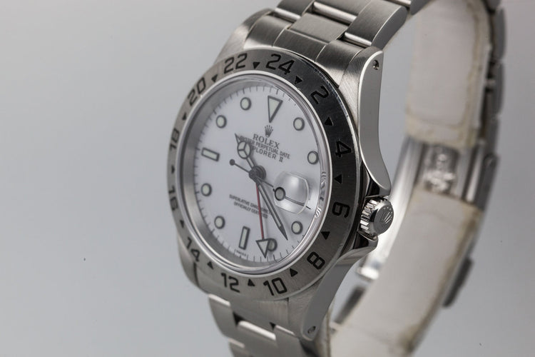 1999 Rolex Explorer II 16570 White SWISS only dial and Box and Papers