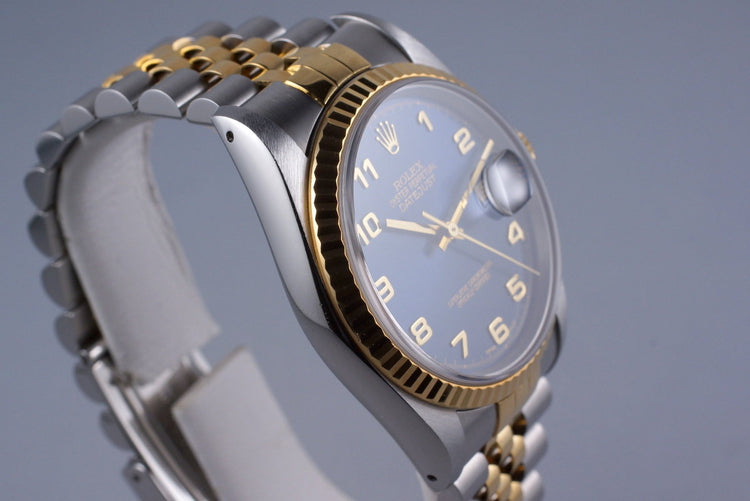 1991 Rolex Two Tone DateJust 16233 Blue Arabic Dial