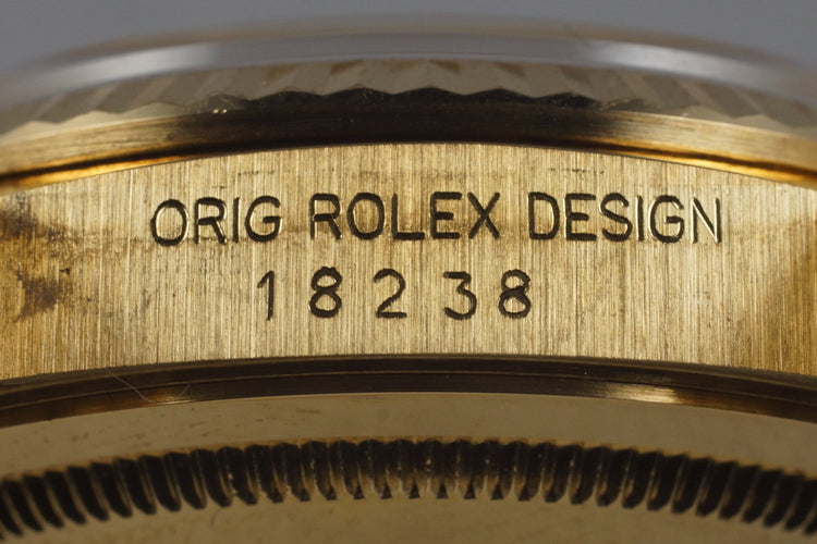 1991 Rolex YG Day-Date 18238 Factory Champagne Diamond Dial