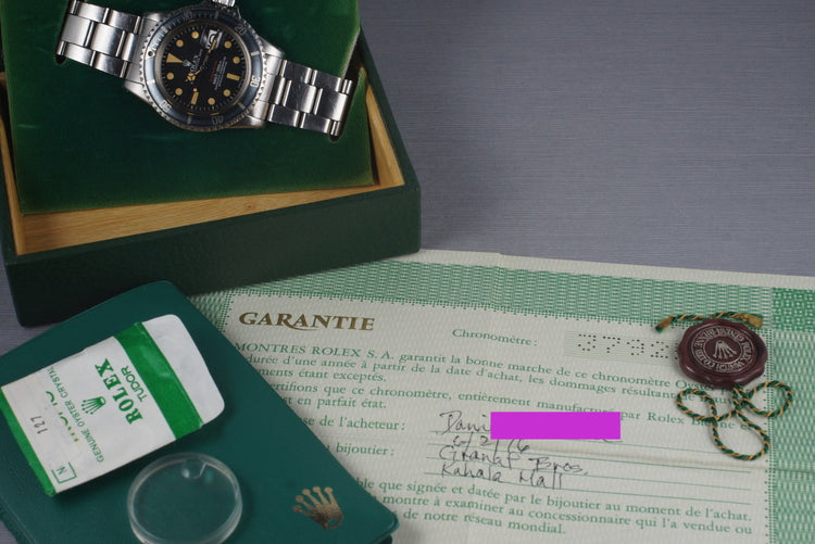 1972 Rolex RED Submariner 1680 Mark 6 Dial with Box and Papers