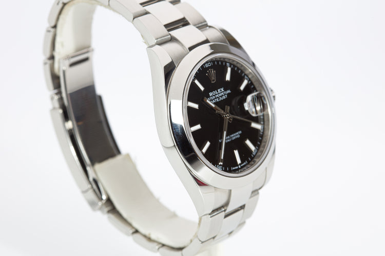 2020 Rolex 126300 Black Dial Smooth Bezel 41mm Datejust Box, Card & Hangtags