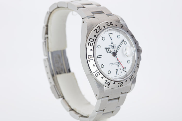1999 Rolex 16570 Explorer II Polar Dial w/ Box, Papers & Chronotag