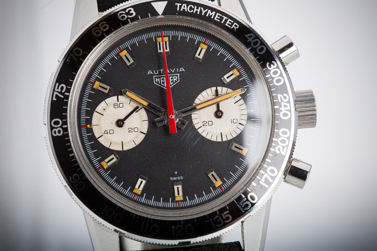 1960's Heuer Autavia Chronograph Black 2 Register Dial