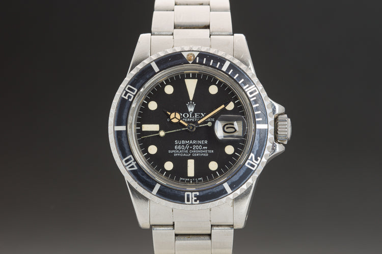 1978 Vintage Rolex Submariner 1680 with Creamy Tritium Lume and Service Papers