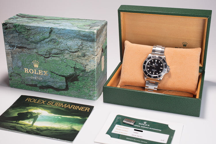 1991 Rolex Submariner 14060 w/ Service Card, Box & Booklet