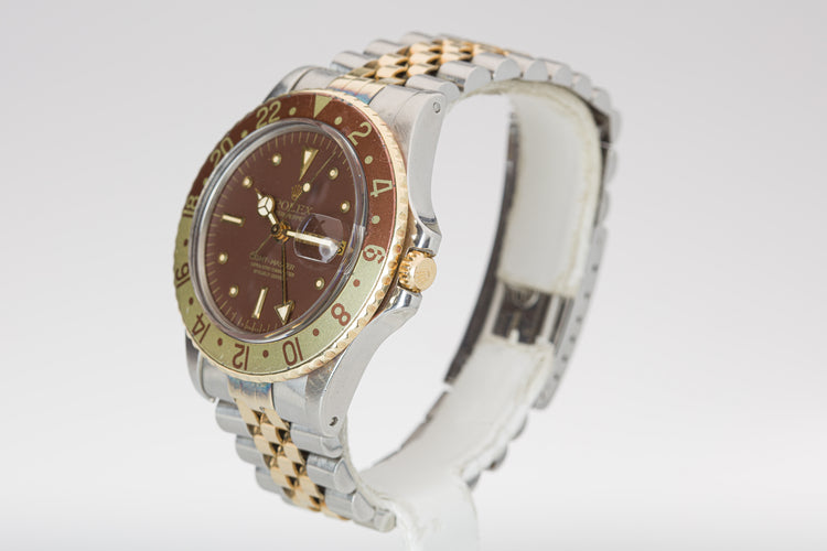 1977 Rolex 14k/St GMT Master 1675 Brown Nipple Dial Jubilee bracelet
