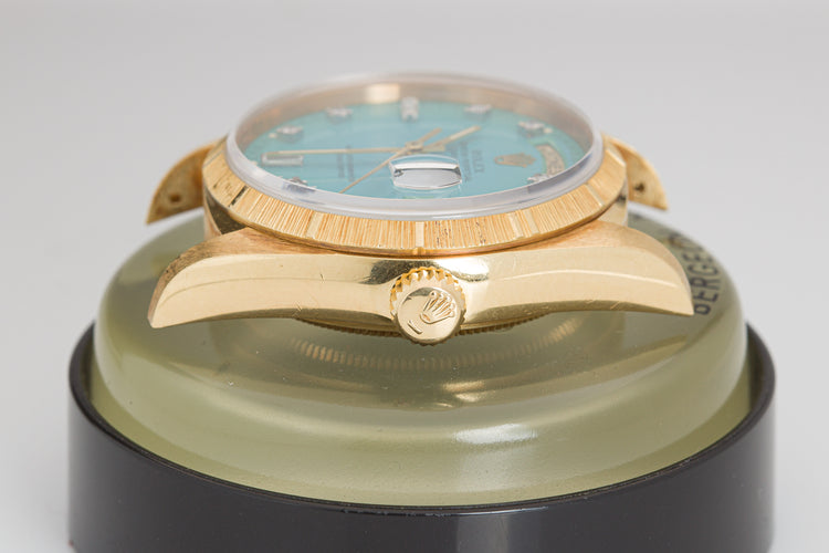 1985 Rolex 18078 Day-Date Blue Stella Diamond Dial Bark Finish