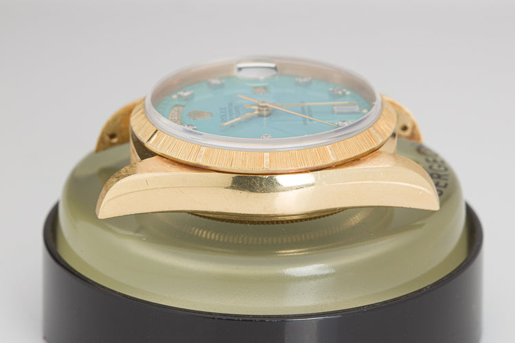1985 Rolex 18078 Day-Date Blue Stella Diamond Dial Bark Finish