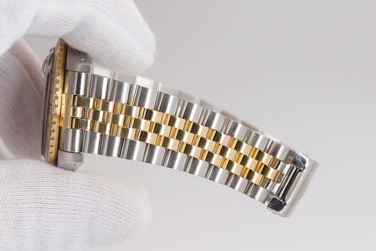1986 Rolex 16753 18k/St GMT Master Brown Dial Creamy Tritium plots Jubilee Bracelet