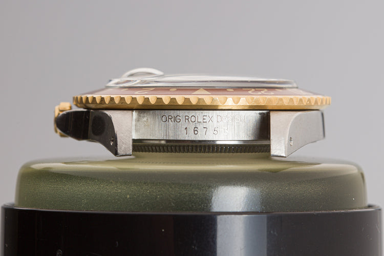 1986 Rolex 16753 18k/St GMT Master Brown Dial Creamy Tritium plots Jubilee Bracelet