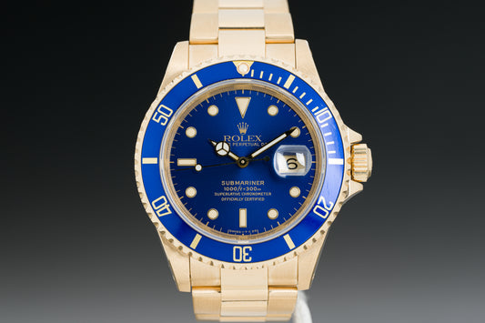 1991 18k Rolex 16618 Blue Dial Submariner
