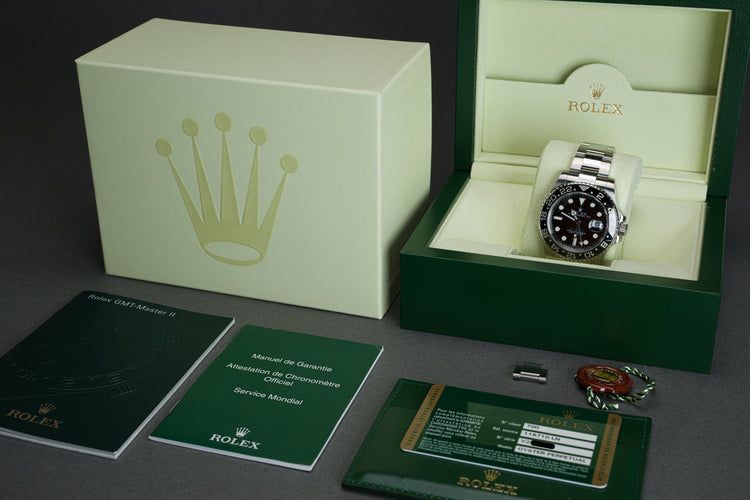2008 Rolex 116710LN Ceramic GMT Master II Box, Card, Wallet Hangtag