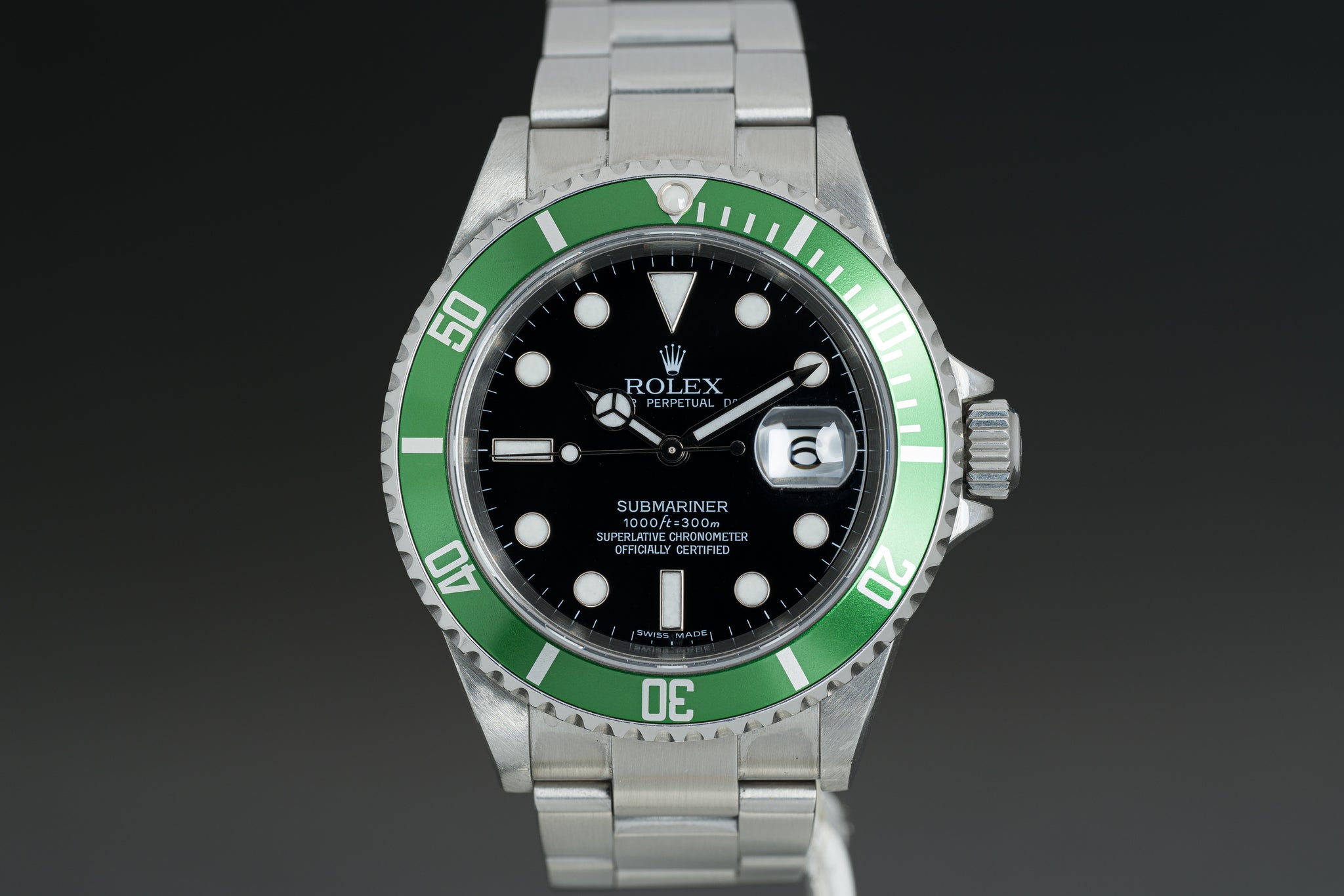 Rolex Submariner 16610LV Green 50th Anniversary Black Date Stainless Steel