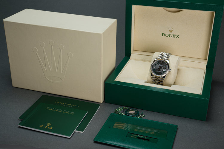 2021 Rolex 126234 Datejust Wimbledon Dial Box, Card, Booklets, Wallet & Hangtag