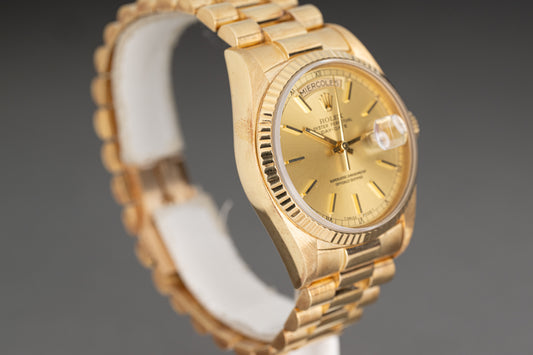 1986 Rolex Day-Date 18038 Spanish Date Wheel Champagne Dial