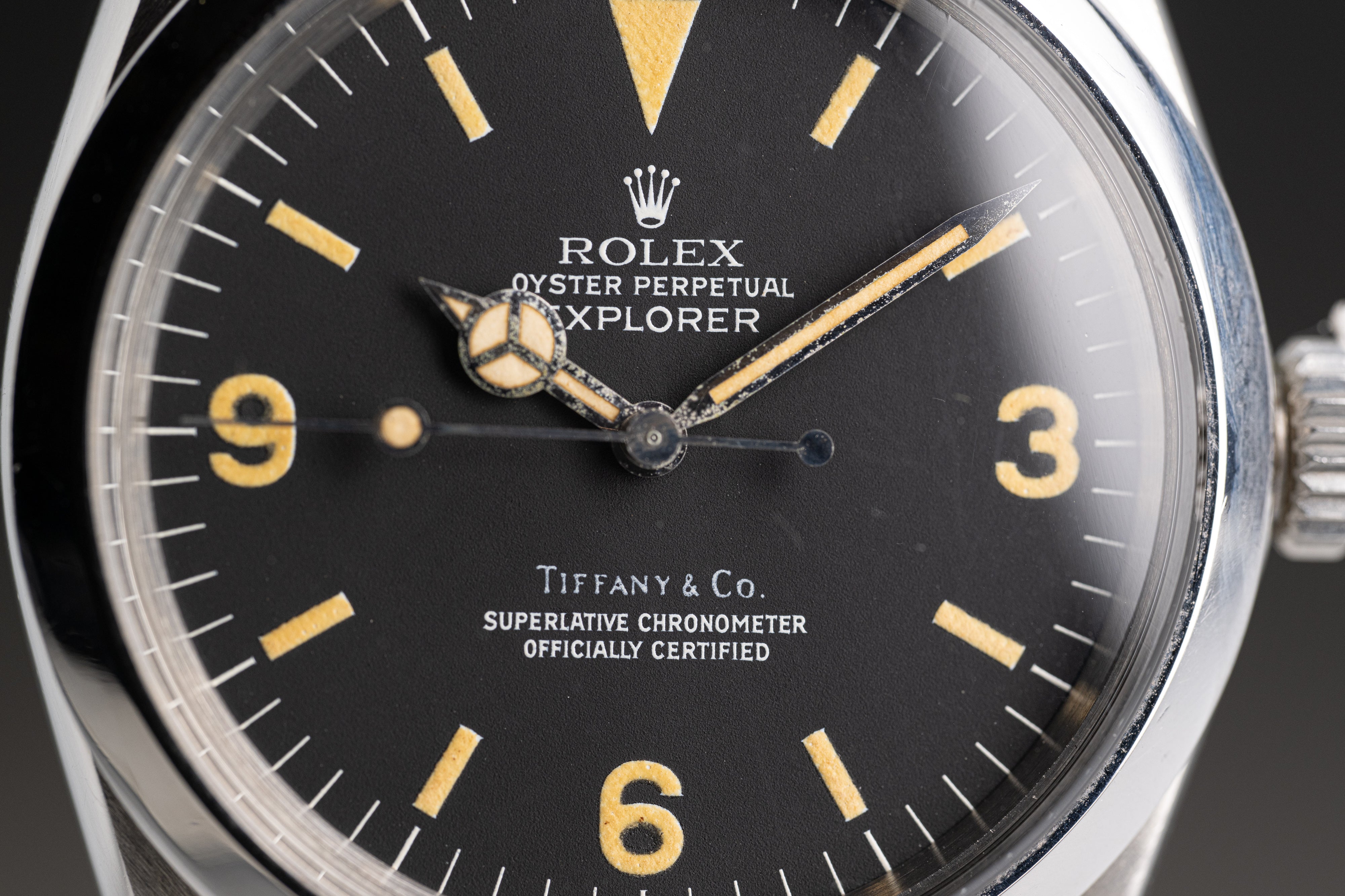 HQ Milton 1975 Rolex Explorer 1016 Tiffany Dial Beautiful Patina on Hands and Lu Inventory A5302 For Sale